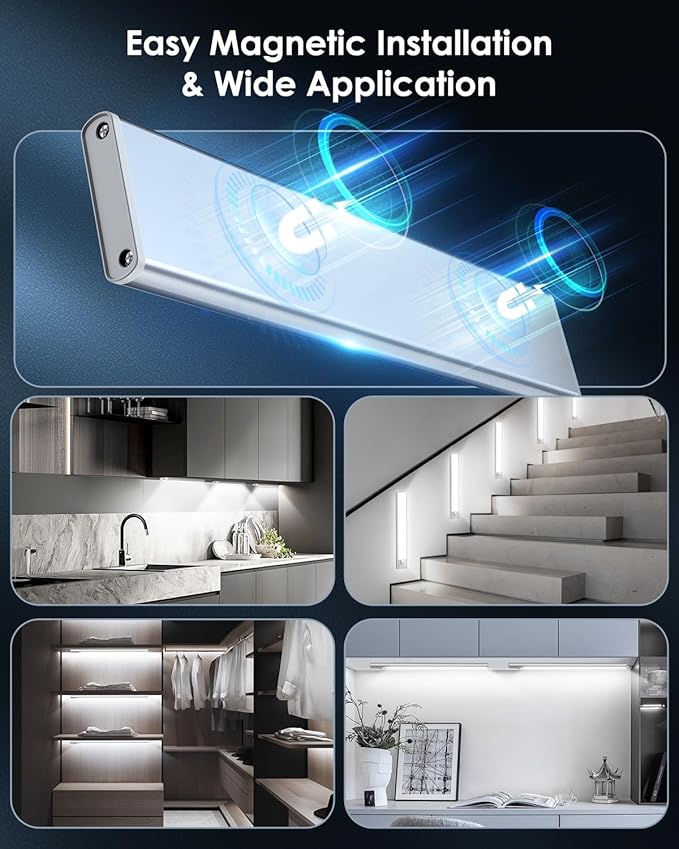 2-Pack Under Cabinet Lighting, Upgraded 3200mAh Rechargeable Under Cabinet - Image 4
