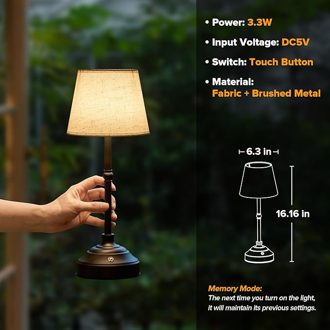 Cordless Table Lamp, Rechargeable Desk Lamp - Image 5