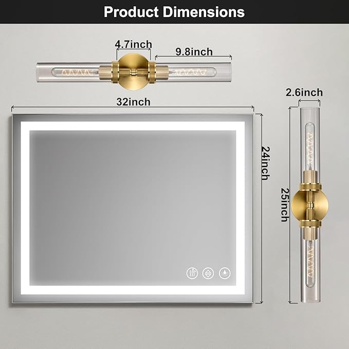 LaLuLa 2-Pack Bathroom Vanity Light Fixtures – Modern 2-Light Gold Wall Sconces - Image 7