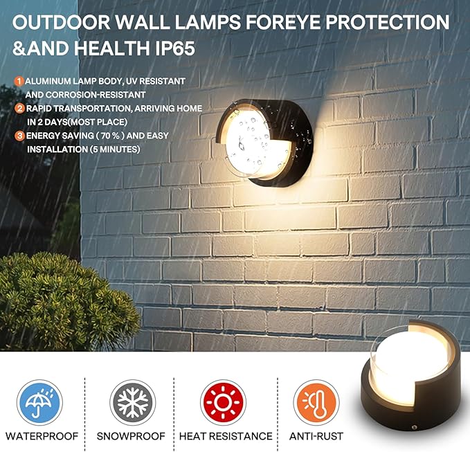 Modern Wall Sconce 2 Pack 12W Outdoor Wall Light Wall Pack Light Black Light - Image 2