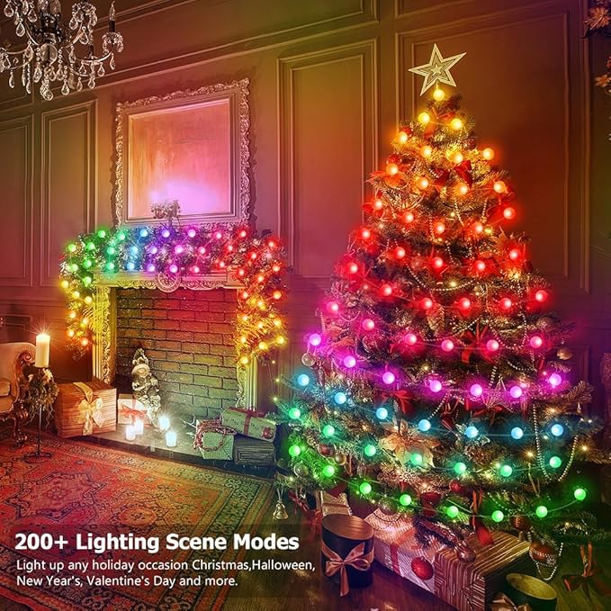 33ft Globe String Lights, 66 LED RGB Color Changing String Fairy Lights - Image 2