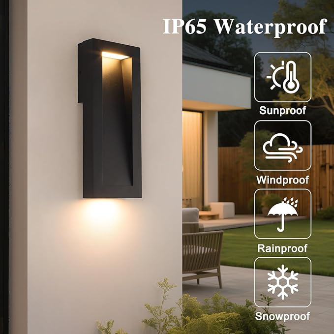 Modern Outdoor Wall Light with LED, Exterior Lighting Fixtures 2700K Integrated - Image 3