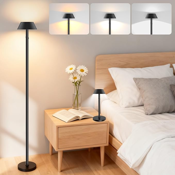 Portable Cordless Floor Lamp | Adjustable Height Reading Lamps Floor Standing | by MOKOQI
