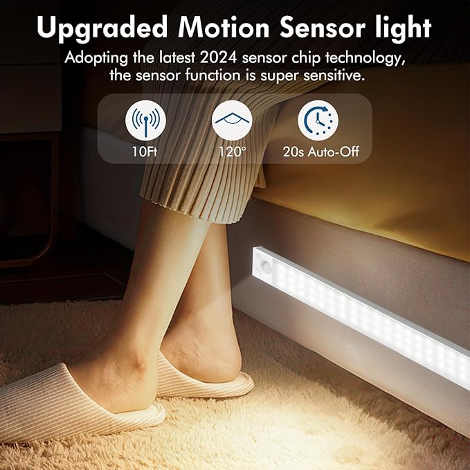 Under Cabinet Lights 14.5 Inch, Under Cabinet Lighting 63LEDS 2500mAh, Motion - Image 2