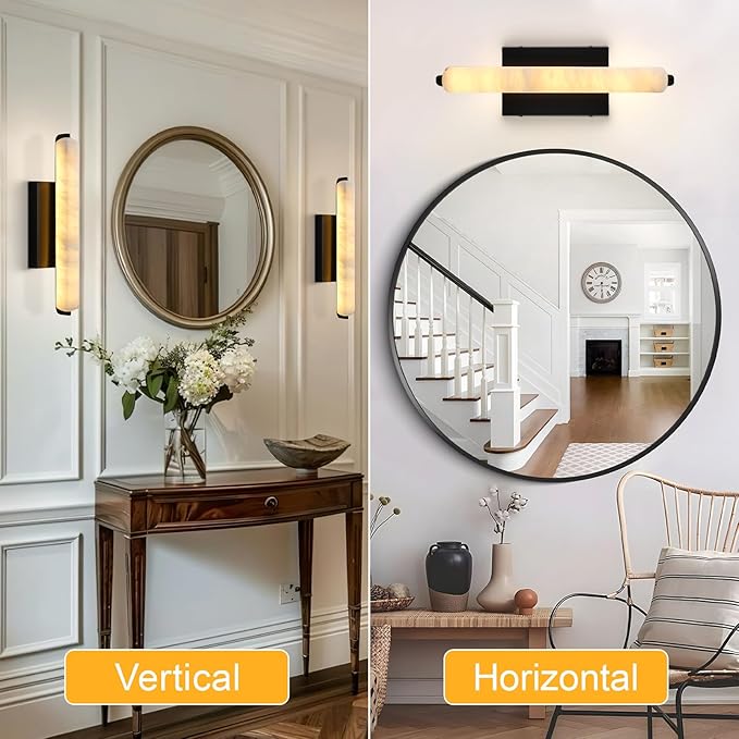 Alabaster Wall Sconces, 15in Black Alabaster Sconce, Modern Spanish Natural - Image 4