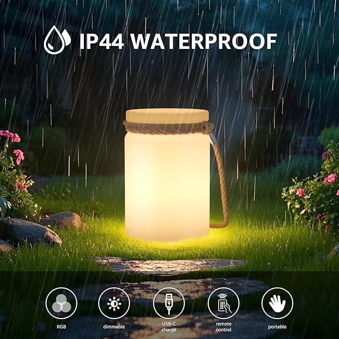 uuffoo LED Lamp Lantern Table Lamp Cordless Shower Lamp IP44 RGB and Warm White - Image 5