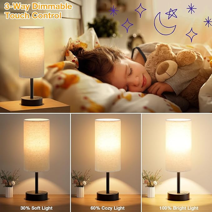 Dicoool Beige Touch Lamp for Bedroom - Image 3