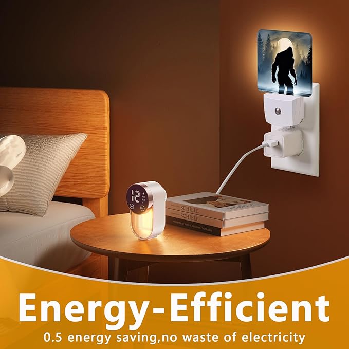 Funny Bigfoot Sasquatch Night Light, Plug-into Forest Moon Nightlight White LED - Image 7
