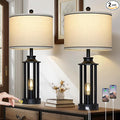 27.5" Black Farmhouse Table Lamps Set of 2, Tall Vintage Lamps by Home