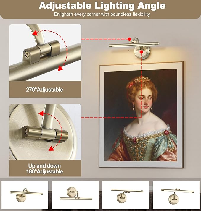 Antique Bronze Picture Light for Wall, Dimmable Painting Light, 16 Inch - Image 6
