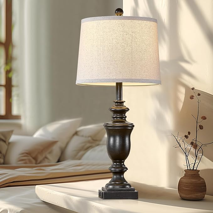 27.5" Vintage Farmhouse Table Lamps Set of 2 Bedside Lamp, 3 Way Dimmable - Image 5