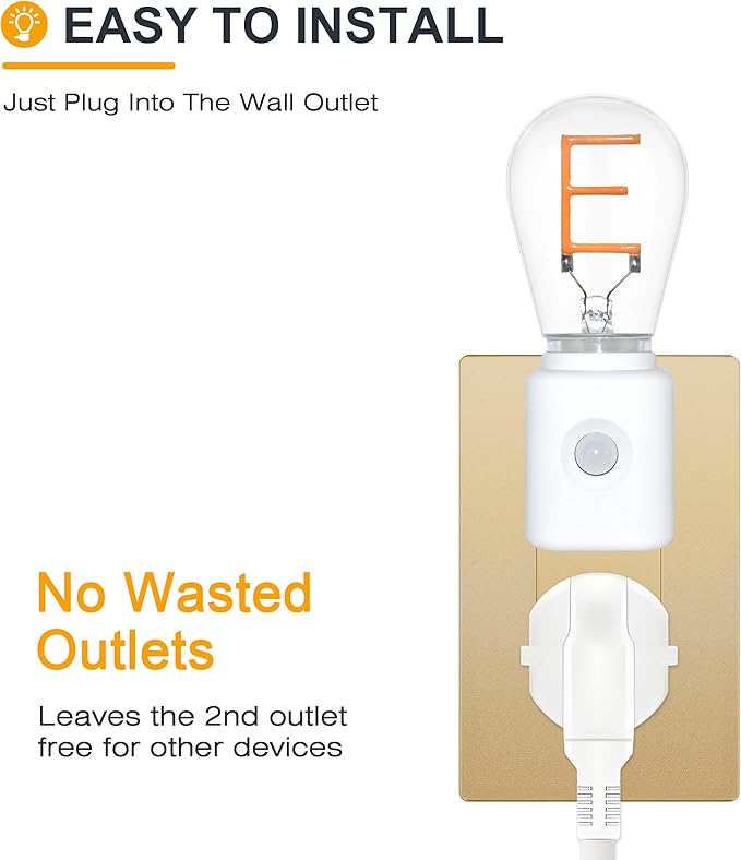 LED Motion Sensor Night Light, Dusk-to-Dawn Sensor, E-Type 2200K Warm, - Image 9