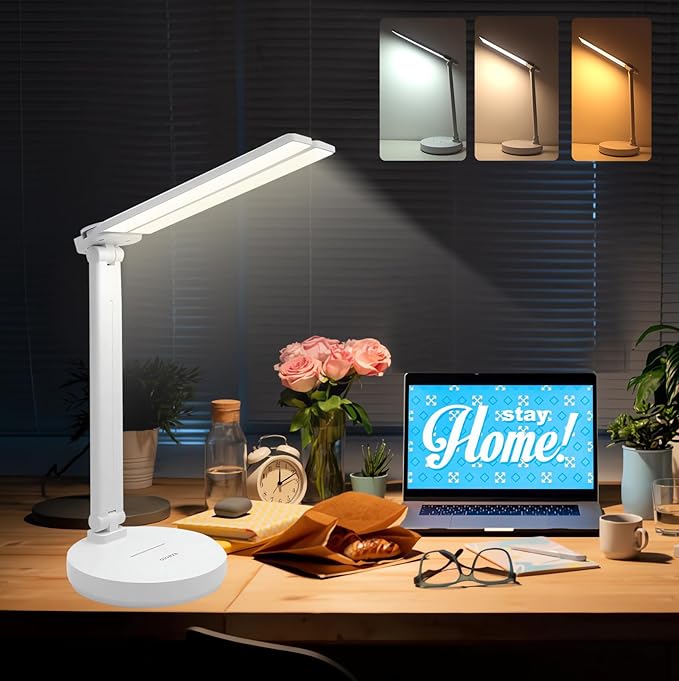 Desk Lamp, Led Cordless Rechargeable Lamp, 2800K-6500K CCT Dual Swing Arm by GZGLUZ