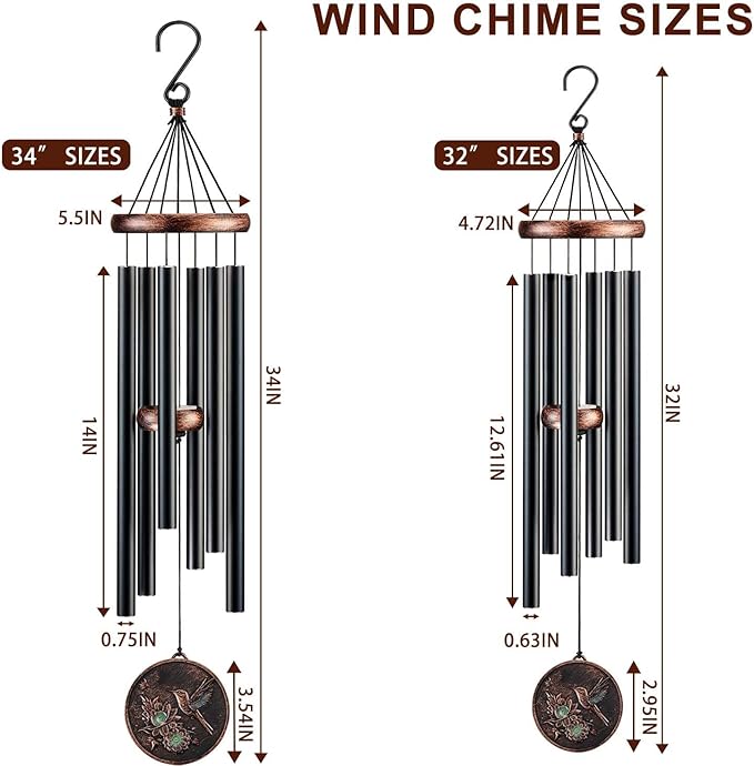 Wind Chimes for Outside, Vintage Hummingbird Deep Tone Wind Chime Outdoor - Image 9