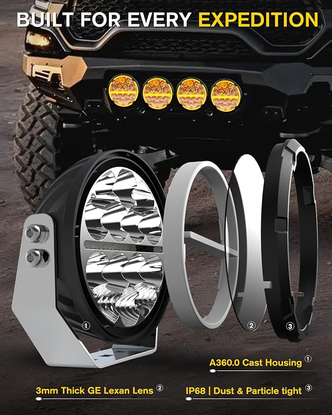 BraveWAY 6.5 Inch Round LED Driving Lights 140W 20400LM Round LED Offroad Light - Image 5