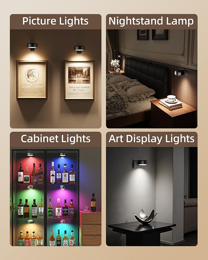 EZVALO Picture Lights for Wall, Rechargeable Battery Magnetic Poster Lights - Image 2