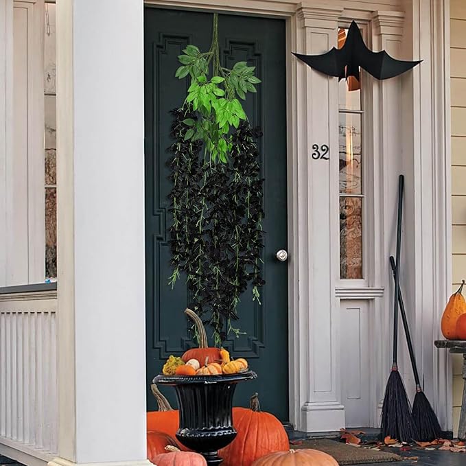 BLEUM CADE 36Pcs Black Fake Wisteria Hanging Flowers, 3.6Ft/Pcs Artificial - Image 8
