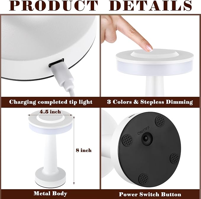 Riakrum 2 Pcs LED Portable Cordless Table Lamp - Image 2