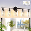 DLLT 5-Light Bathroom Light Fixtures: Black Modern Vanity Lights by DINGLILIGHTING