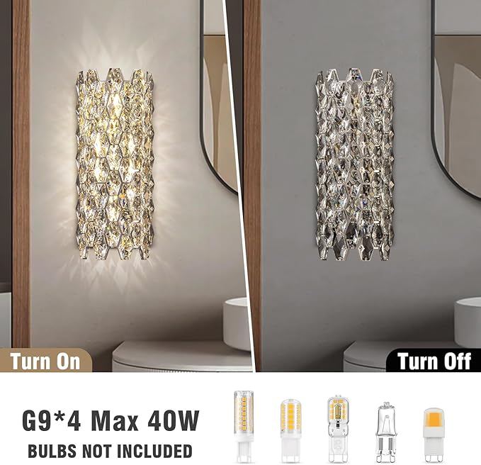 Crystal Wall Sconces, Modern Wall Light Fixtures, Chrome Wall Lamp, Luxury - Image 5
