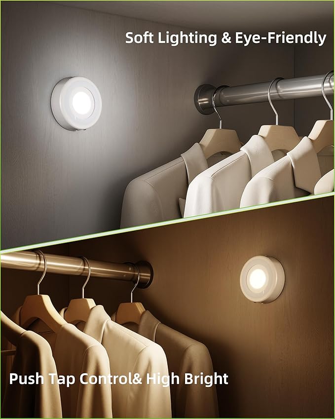 EZVALO LED Puck Lights, Rechargeable Battery Touch Light, 2.5'' Mini Tap Lights - Image 8
