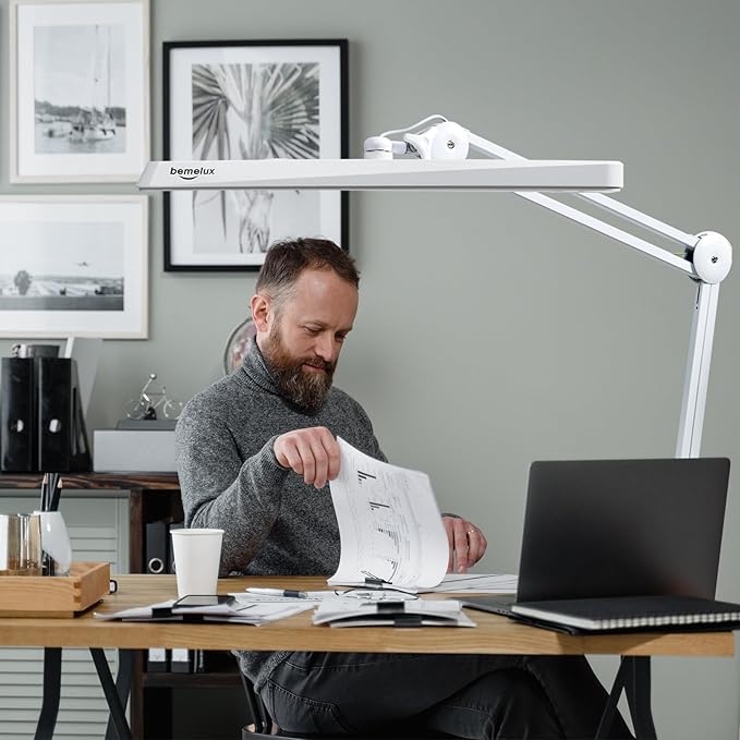 LED Architect Desk Lamp with Clamp, Metal Swing Arm 2000 Lumens Dimming Office - Image 5