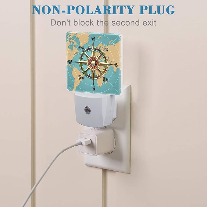 Plug in Night Lights Classic Vintage Nautical Wind Compass Night Light - Image 3