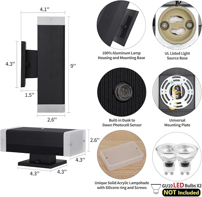 Dusk to Dawn Outdoor Lighting, ZUUKOLE Waterproof Exterior Wall Lantern - Image 3