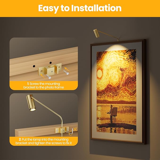 2 Pack Zoomable Picture Light Spotlight, Plug in LED Picture Lights - Image 5