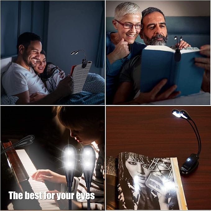 TEECOO 4 Pack Music Stand Lights, Eye Caring Clip-on Piano Light, USB & AAA - Image 6