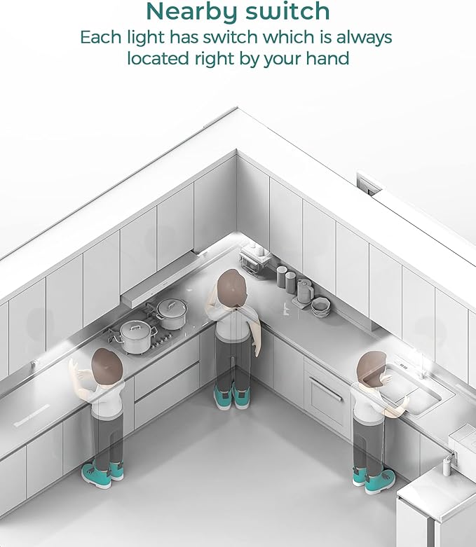 ASOKO Under Counter Lights for Kitchen, Motion Sensor Lights Plug in, Hand Wave - Image 5