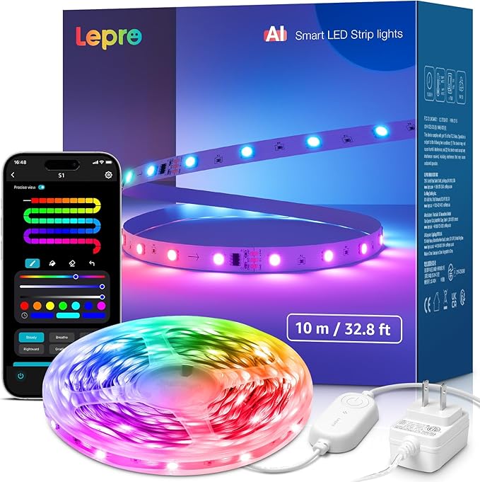 Lepro S1 AI LED Strip Lights for Christmas Decorations, 32.8ft Smart RGB Light by Lepro