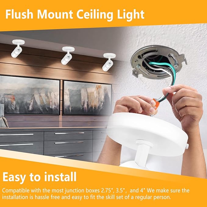VANoopee 3-Color Zoomable LED Ceiling Spotlight Flush Mount Adjustable - Image 6