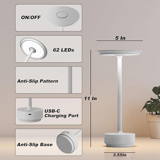 1 Pack Rechargeable Table Lamps Cordless, Portable 5000mAh Outdoor Table Light - Image 7