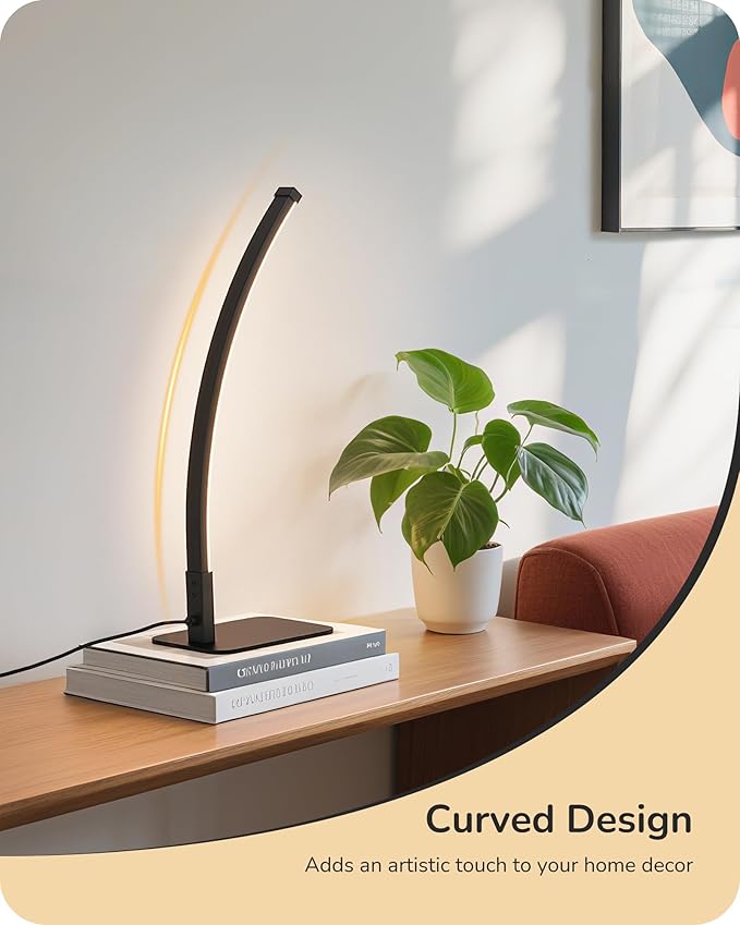 EDISHINE Curved LED Table Lamp, Modern Bedside Lamp - Image 2