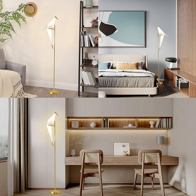 MORE CHANGE 62-Inch Modern Bird Floor Lamp, Origami Bird Lamp Gold Standing Lamp - Image 5