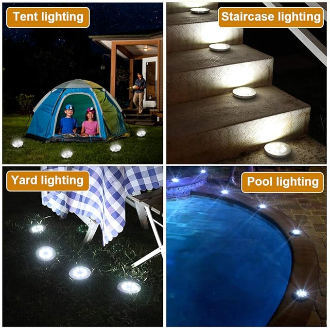 ZGWJ 8 Pack Solar Ground Lights, 8 LED Upgraded Outdoor Garden Lights Landscape - Image 6