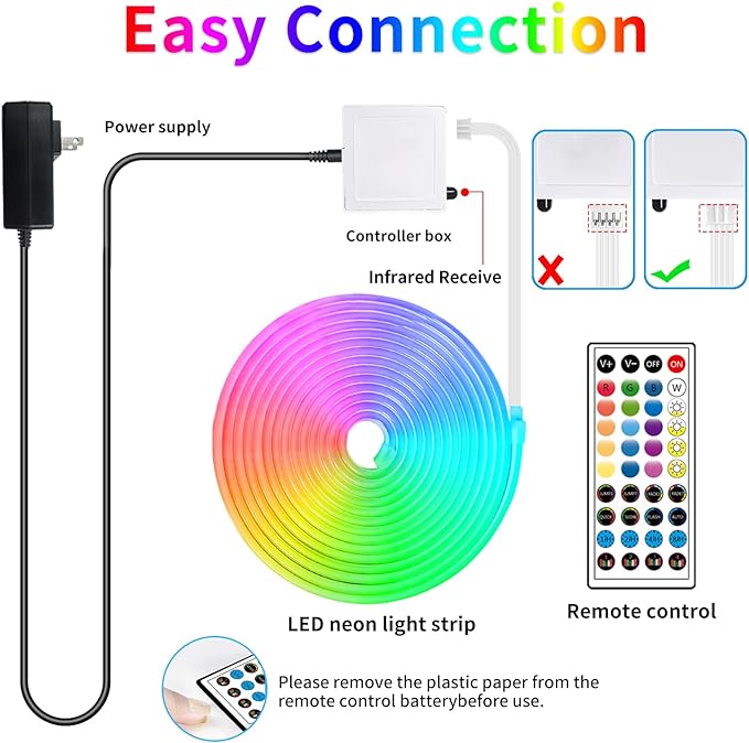 50ft Neon Rope Light, 24V RGB LED Strip Lights, Music Sync, Remote/APP Control - Image 7