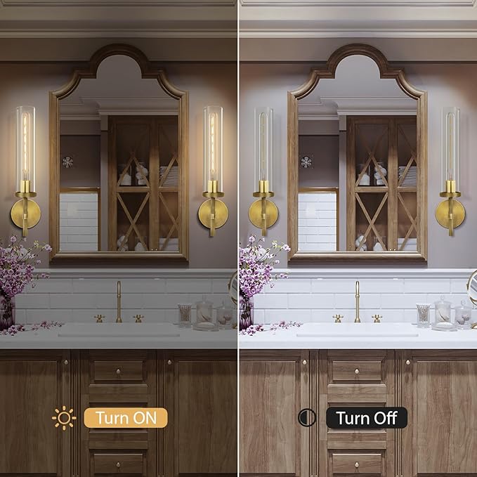 Brass Wall Sconces Set of Two, 19.48" Modern Wall Lighting - Image 6