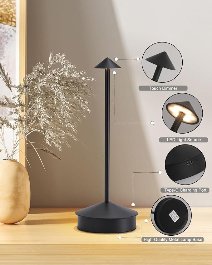 Cordless Table Lamp, 6000mAh Rechargeable Table Lamps, Portable Touch LED Lamp - Image 6