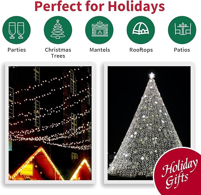 LAMPHOME 150 LED White String Lights - Image 6