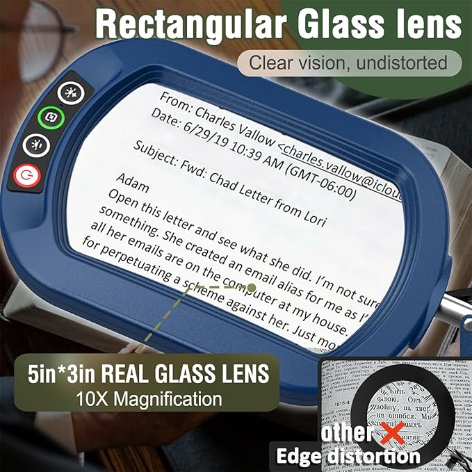 Veemagni 10X Rectangle Magnifying Glass - Image 2