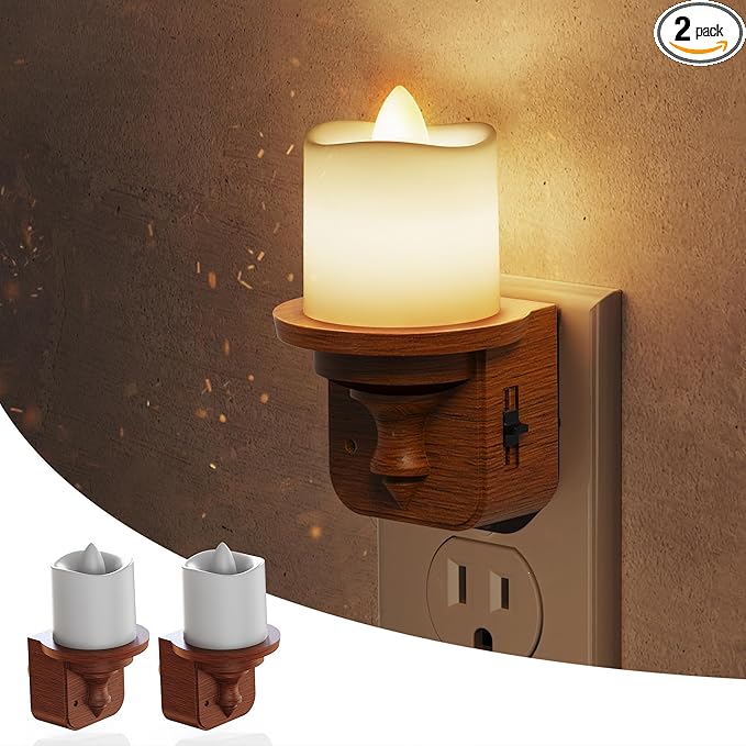 L LOHAS LED Night Light, 2 Pack Flameless Candle Night Light Plug in, Dusk to by LLOHASLED