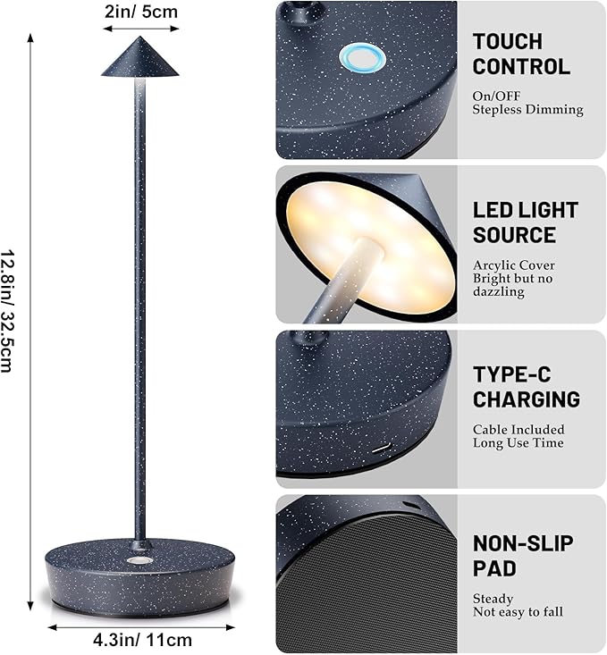 2Pack Rechargeable Cordless Table Lamp, Portable Powered LED Battery 6000mAh - Image 5