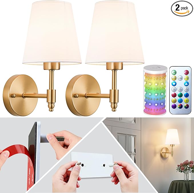 Peel and Stick Wall Sconces Battery Operated: Wireless Adhesive Wall Lights by SlywiseLLC