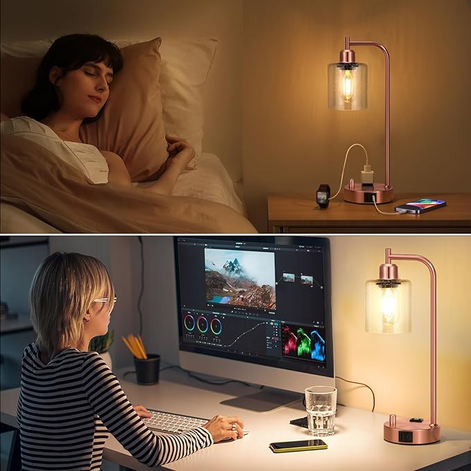 Innqoo Industrial Table Lamps for Bedrooms Set of 2 - Image 5