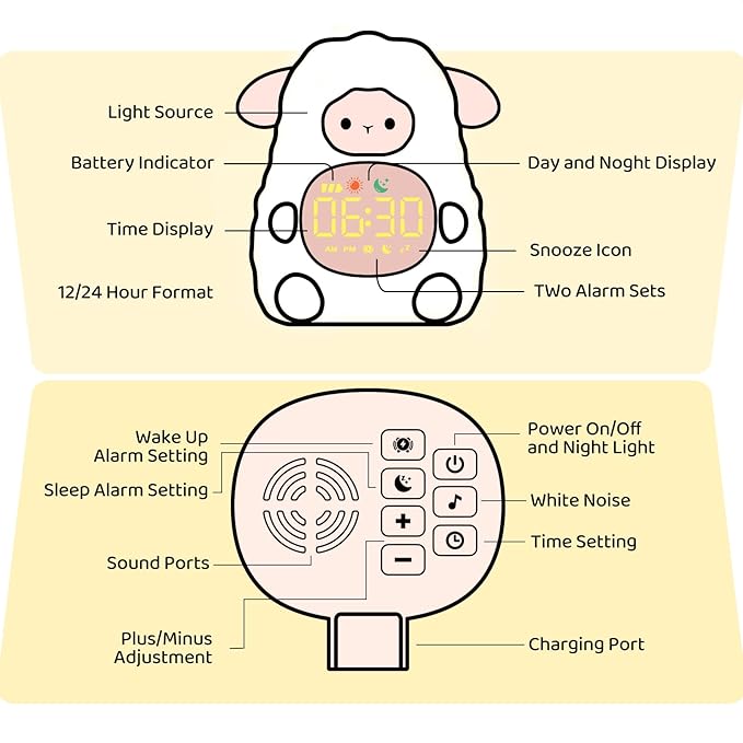 Sheep Alarm Clock with Night Light - Image 9