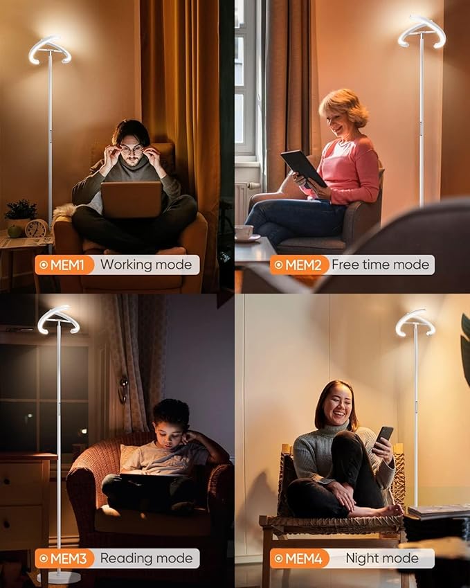 White Floor Lamp, Modern Stepless Dimmable Standing Lamp 3000-6000K, 20W LED - Image 7