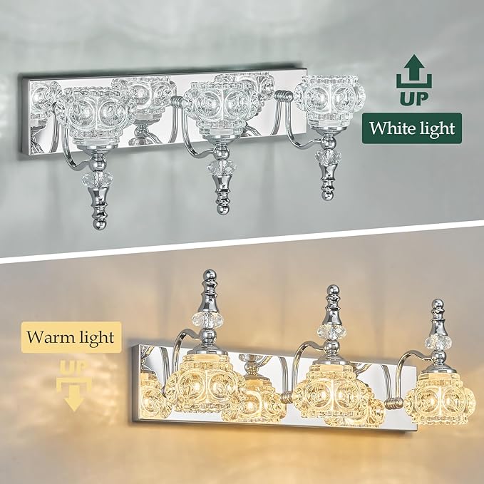 3-Light Vintage Bathroom Vanity Light Fixture Industrial Chrome - Image 6
