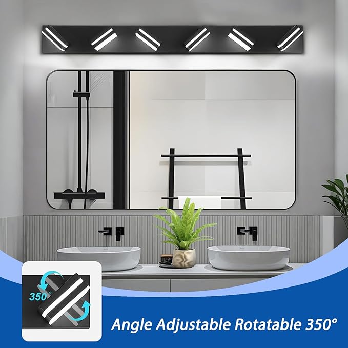 IZORRO LED Modern Bathroom Lights Fixtures, Matte Black Acrylic Wall Lighting - Image 2